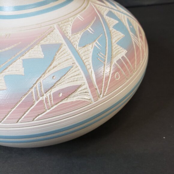 Vintage Hand Painted Hozoni Native American Pottery Vessel Vase 5" - Picture 5 of 7